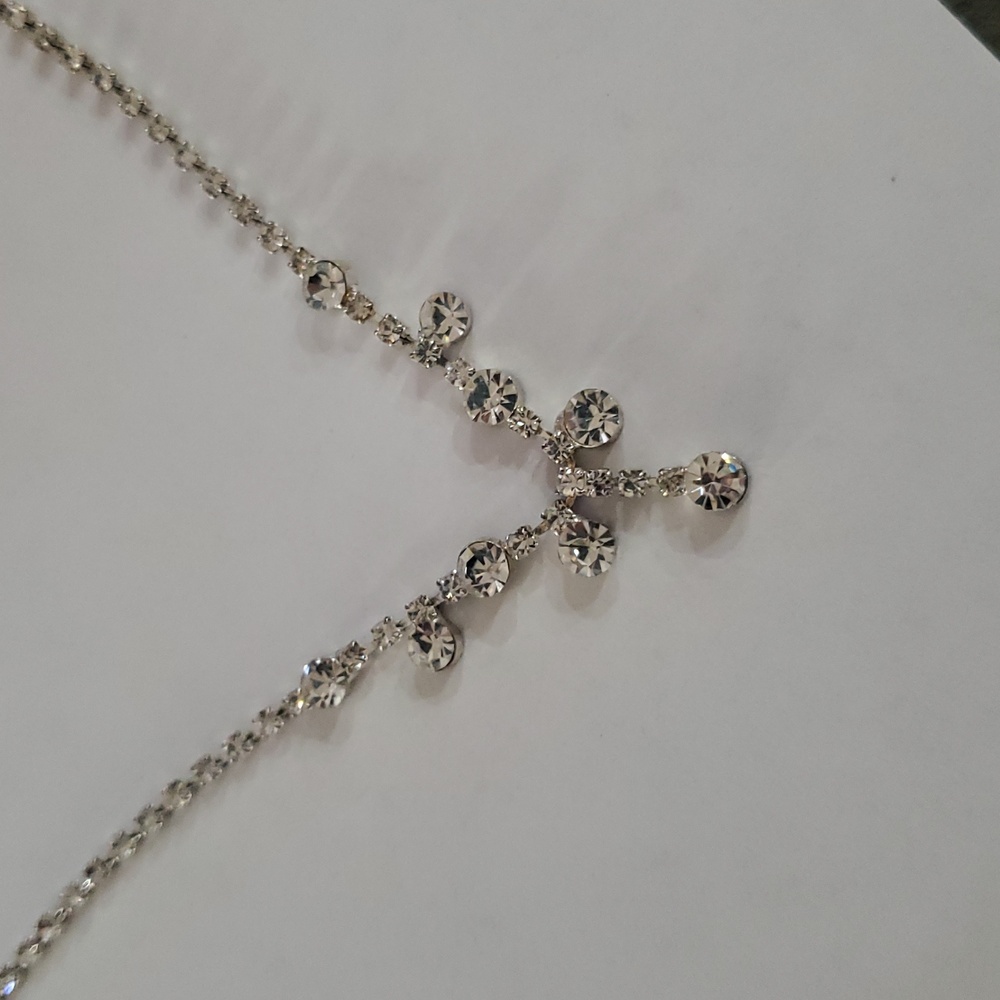 Crystal silver formal necklace